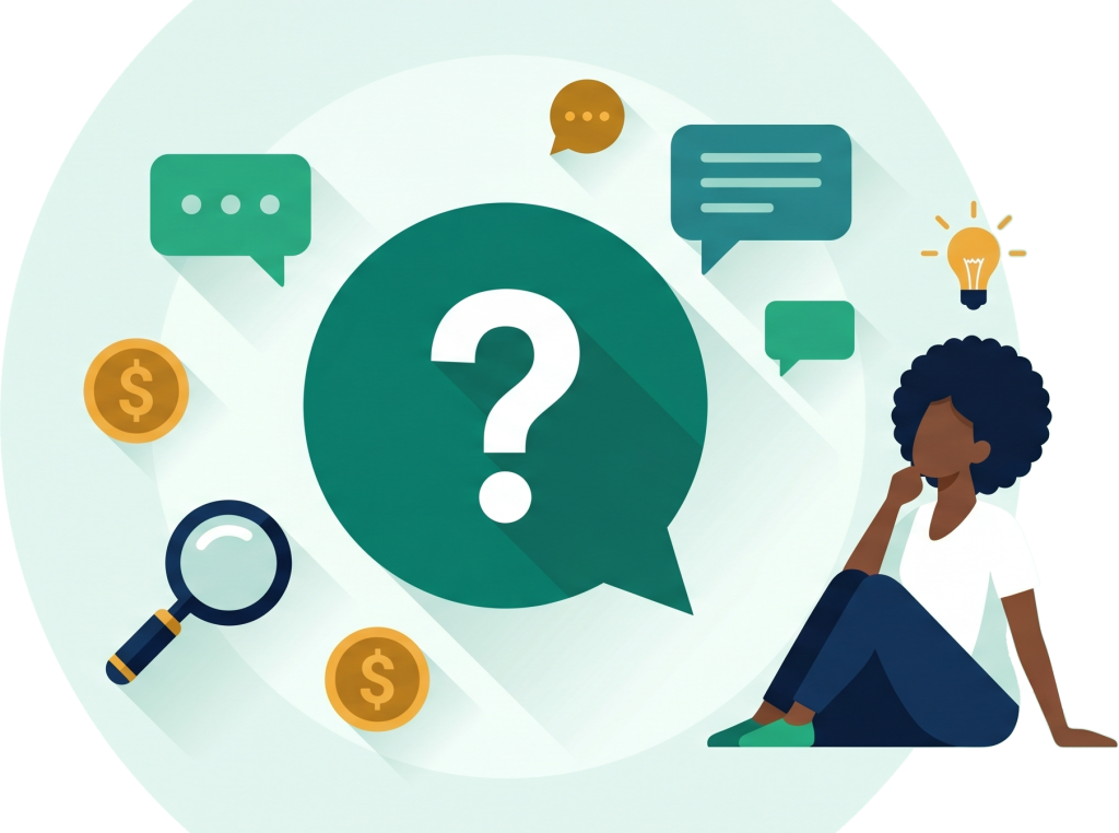 Reward Hours paid surveys FAQ banner with question and chat bubble icons